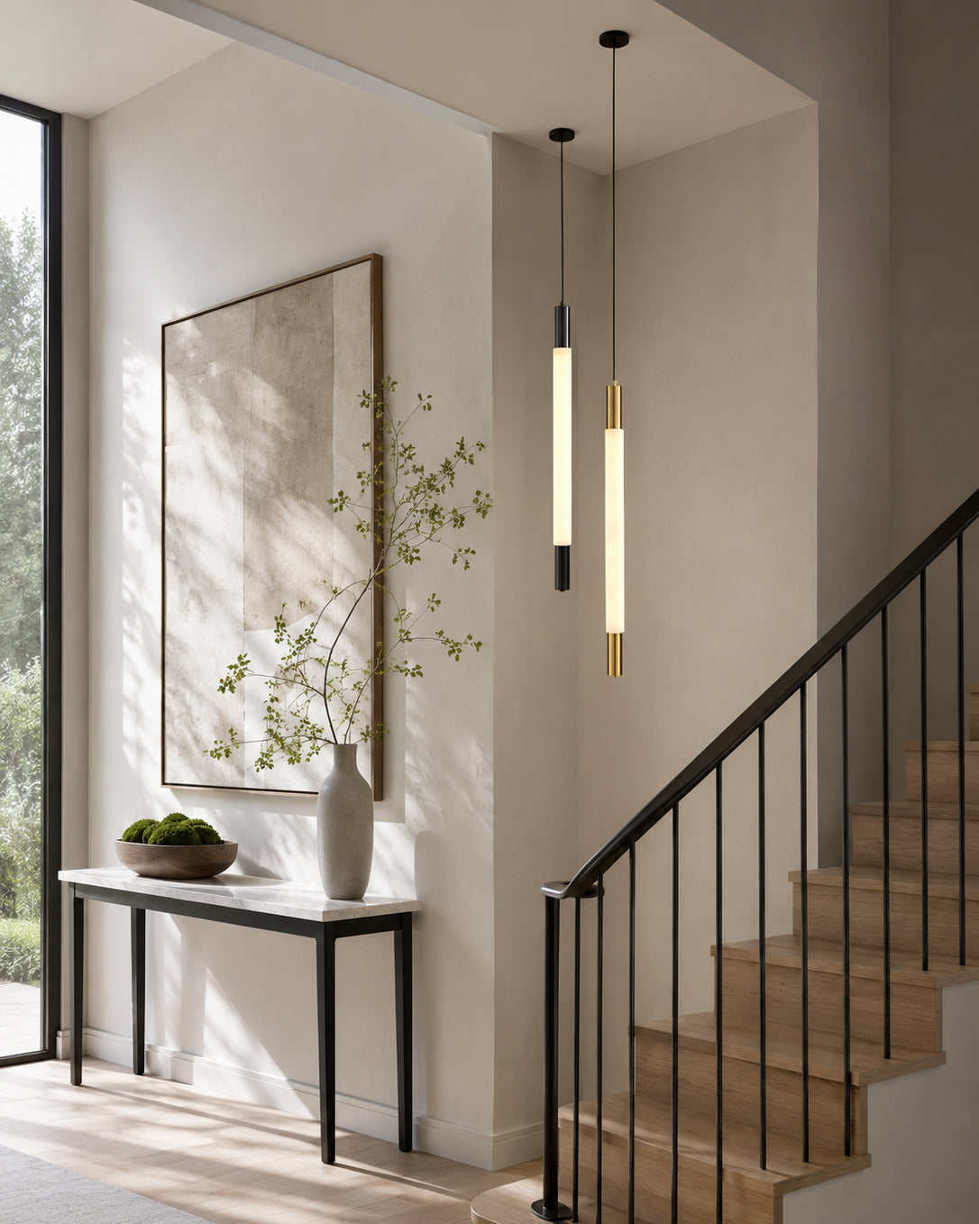 Calvrane Alabaster Tube Pendant Light