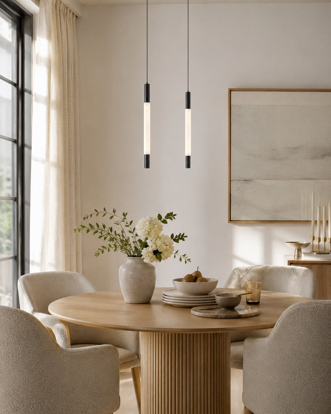 Calvrane Alabaster Tube Pendant Light