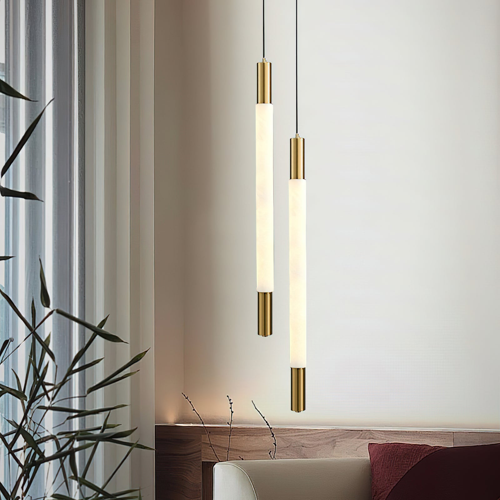 Calvrane Alabaster Tube Pendant Light