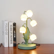 Art Deco Orchid Pattern Metal Table Lamp