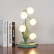 Art Deco Orchid Pattern Metal Table Lamp