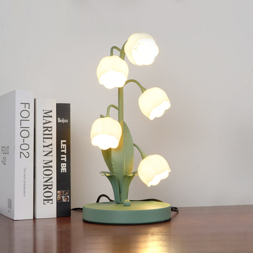 Art Deco Orchid Pattern Metal Table Lamp