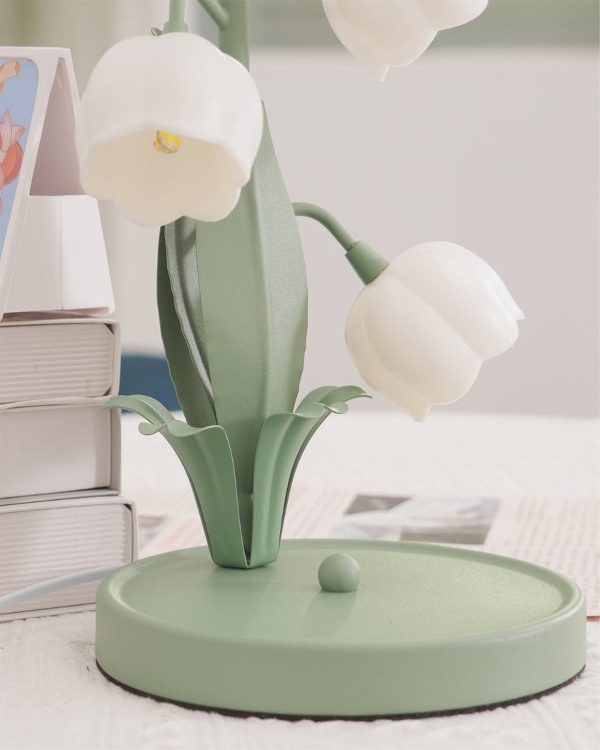 Art Deco Orchid Pattern Metal Table Lamp