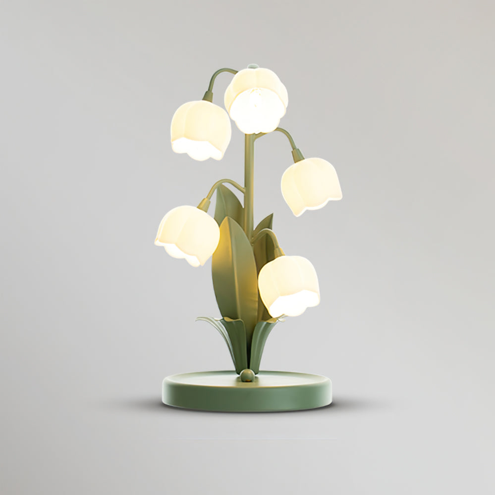 Art Deco Orchid Pattern Metal Table Lamp