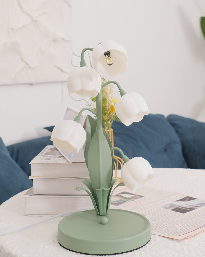 Art Deco Orchid Pattern Metal Table Lamp