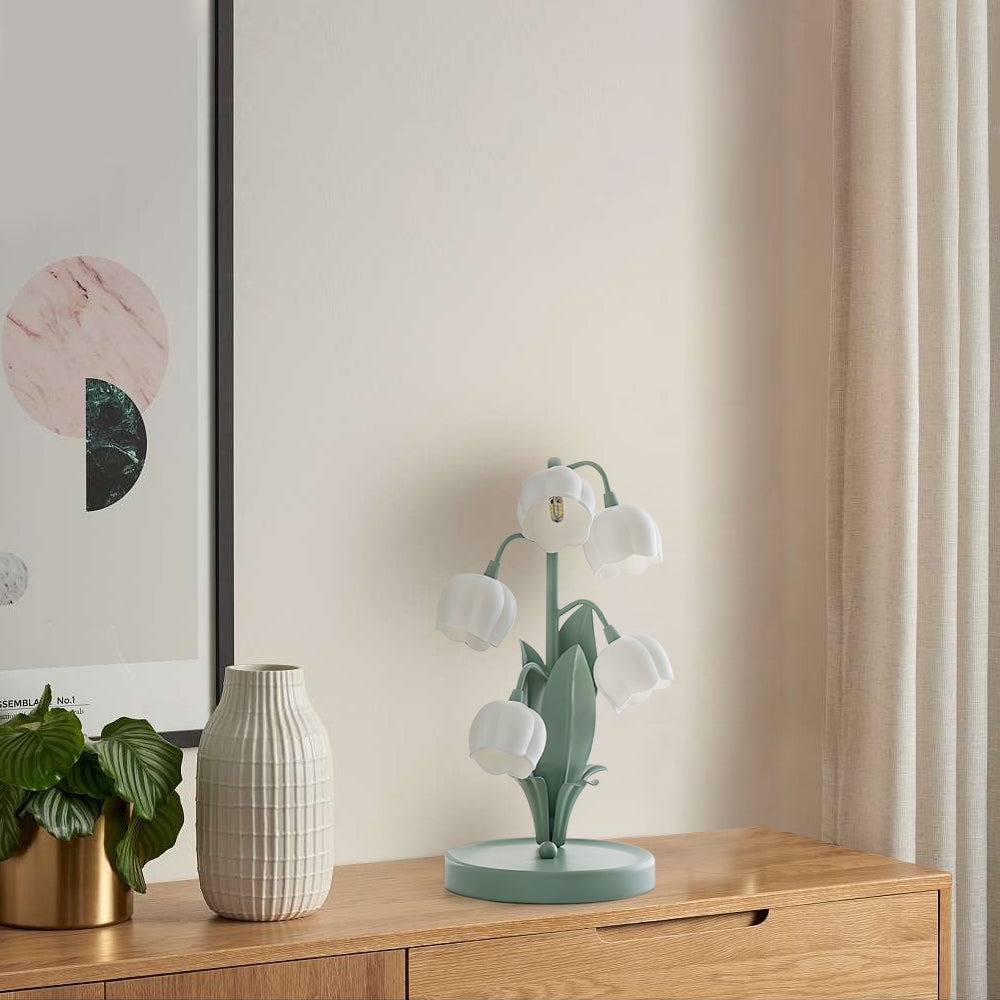 Art Deco Orchid Pattern Metal Table Lamp