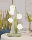Art Deco Orchid Pattern Metal Table Lamp