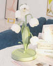 Art Deco Orchid Pattern Metal Table Lamp