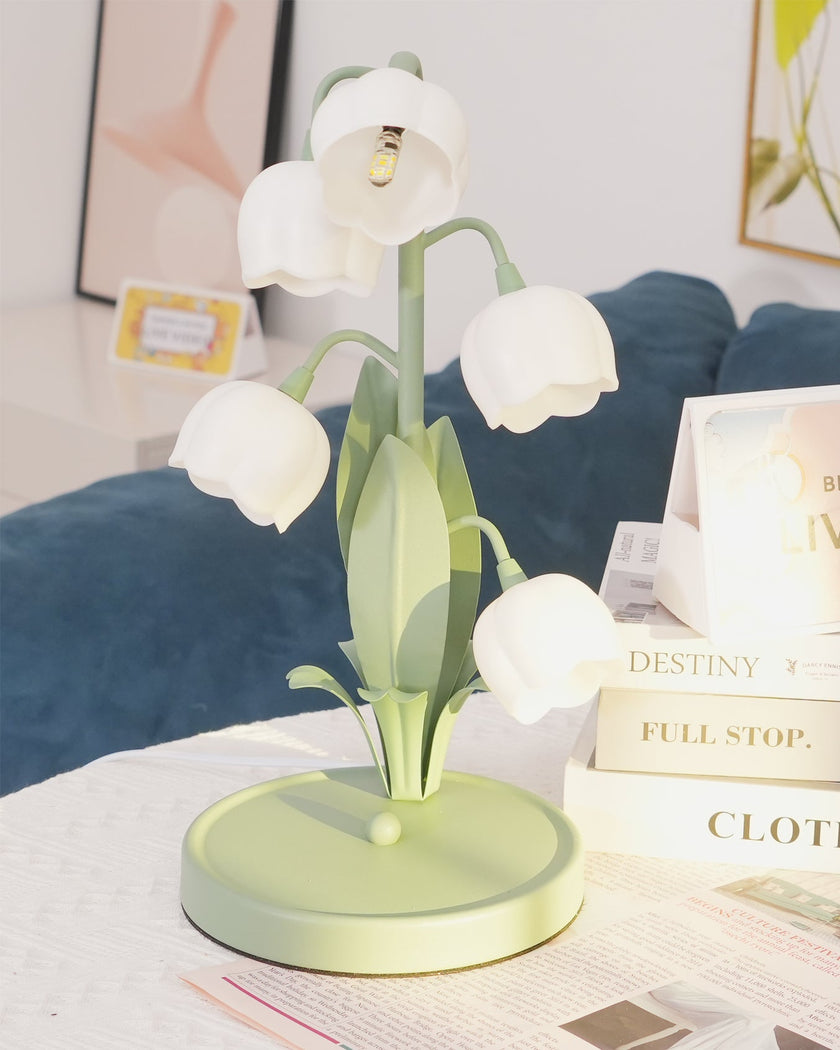 Art Deco Orchid Pattern Metal Table Lamp