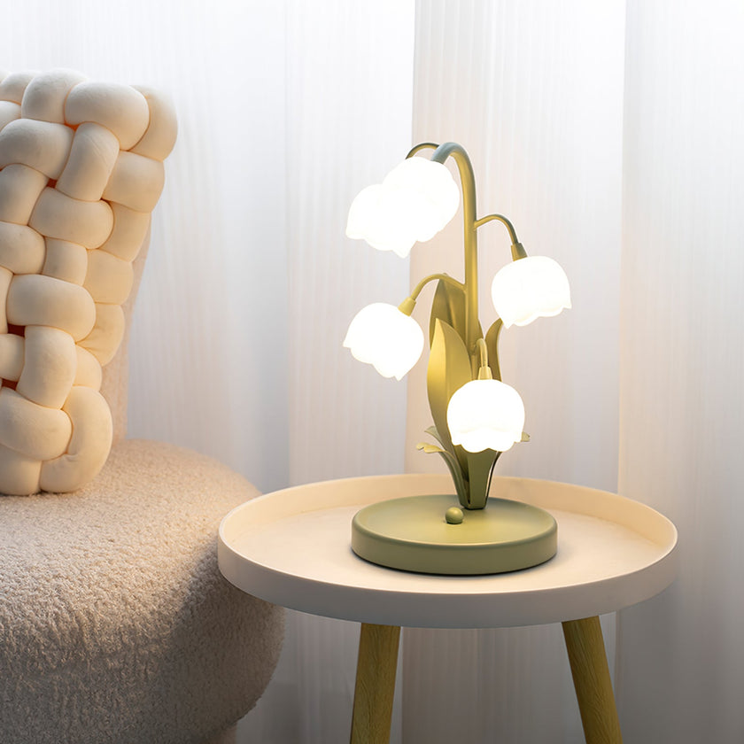 Art Deco Orchid Pattern Metal Table Lamp