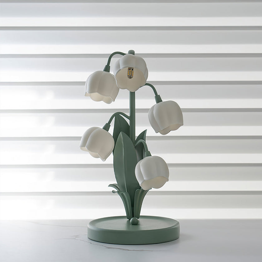 Art Deco Orchid Pattern Metal Table Lamp