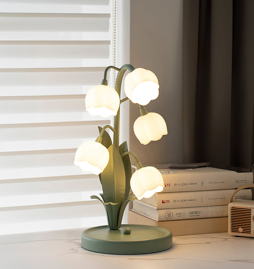 Art Deco Orchid Pattern Metal Table Lamp