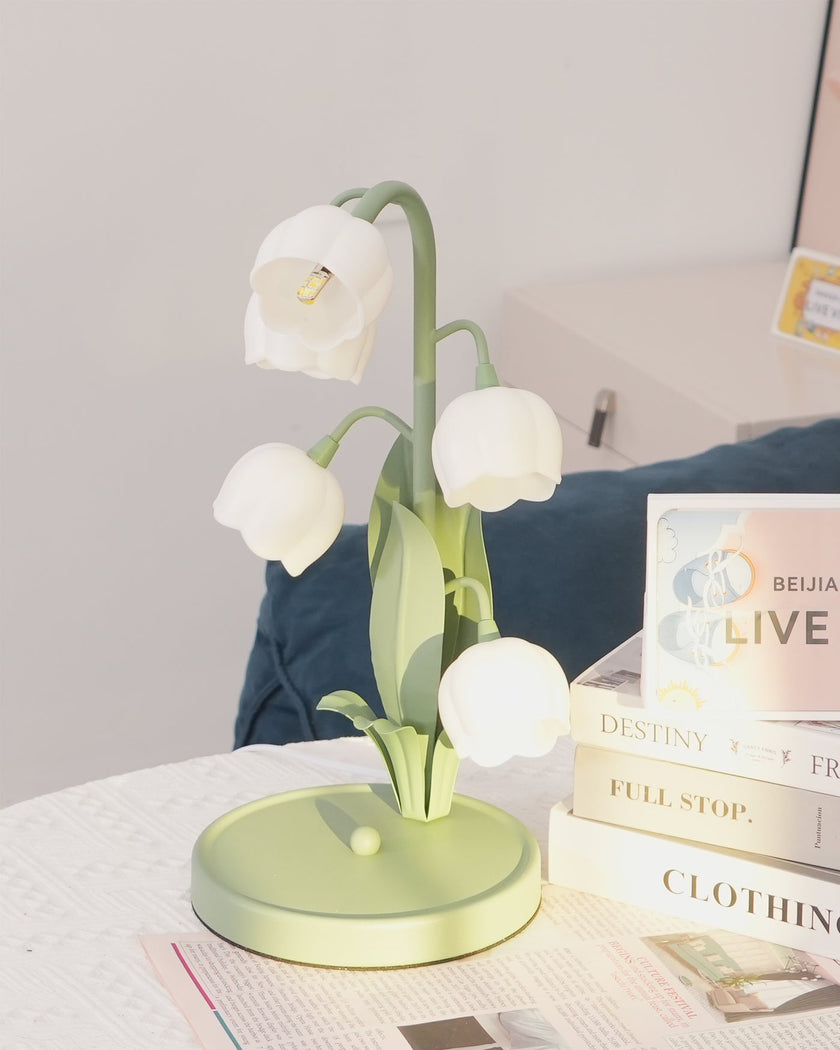 Art Deco Orchid Pattern Metal Table Lamp