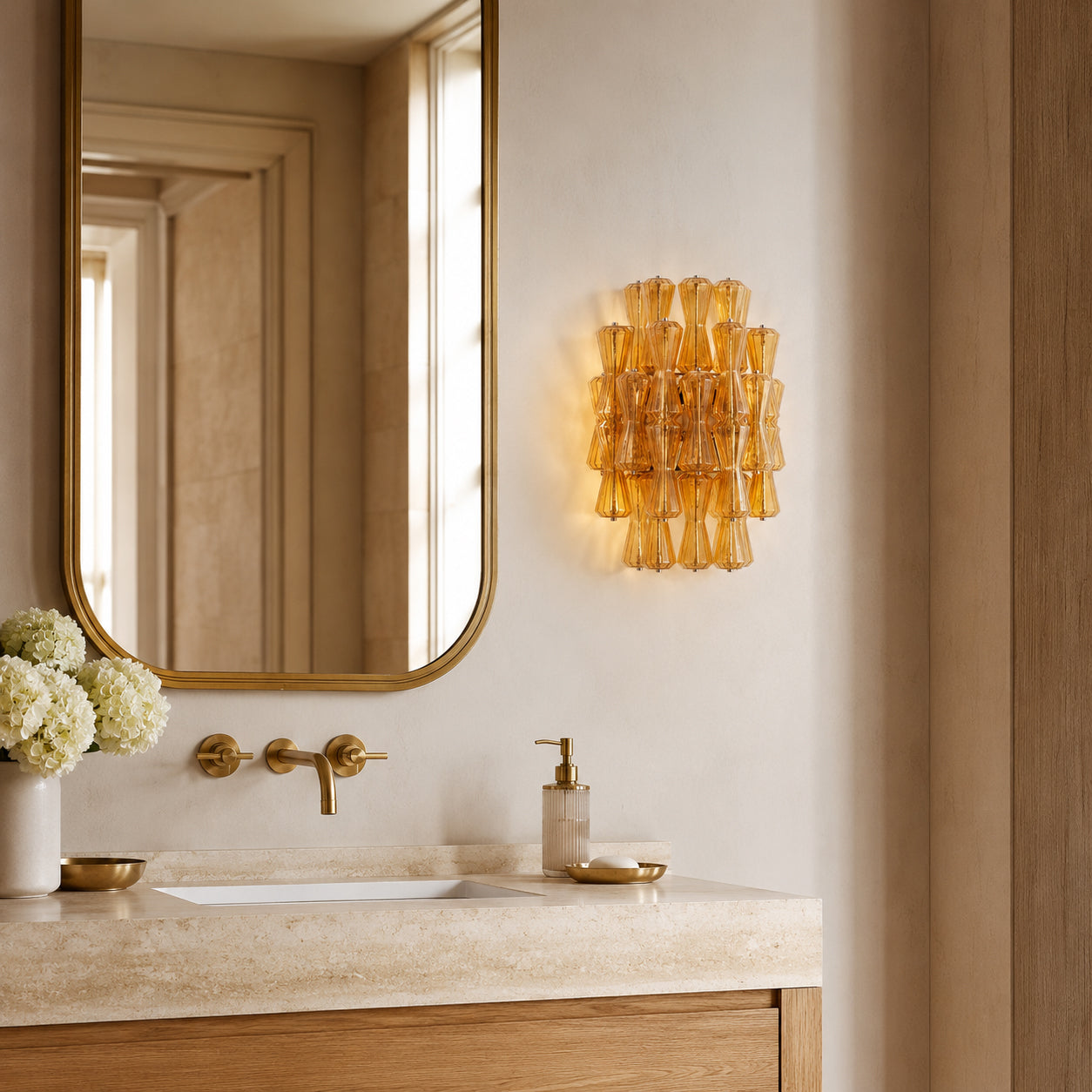 Calvrane Ribbed Glass Tiered Wall Sconce