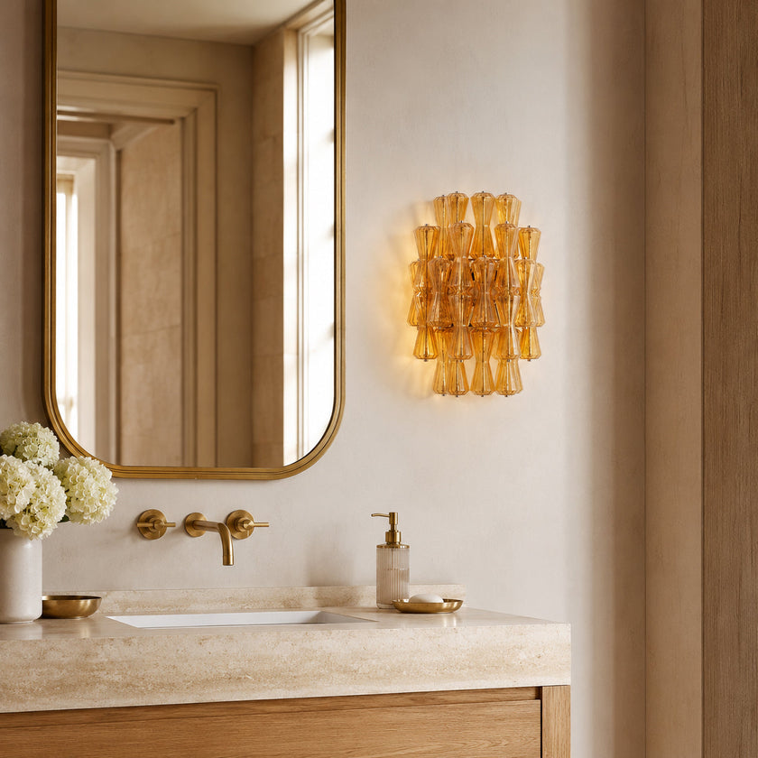 Calvrane Ribbed Glass Tiered Wall Sconce