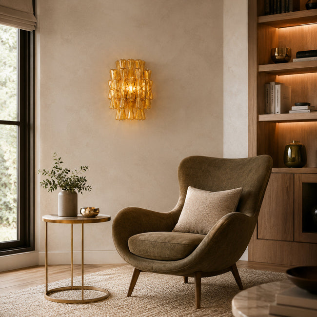 Calvrane Ribbed Glass Tiered Wall Sconce