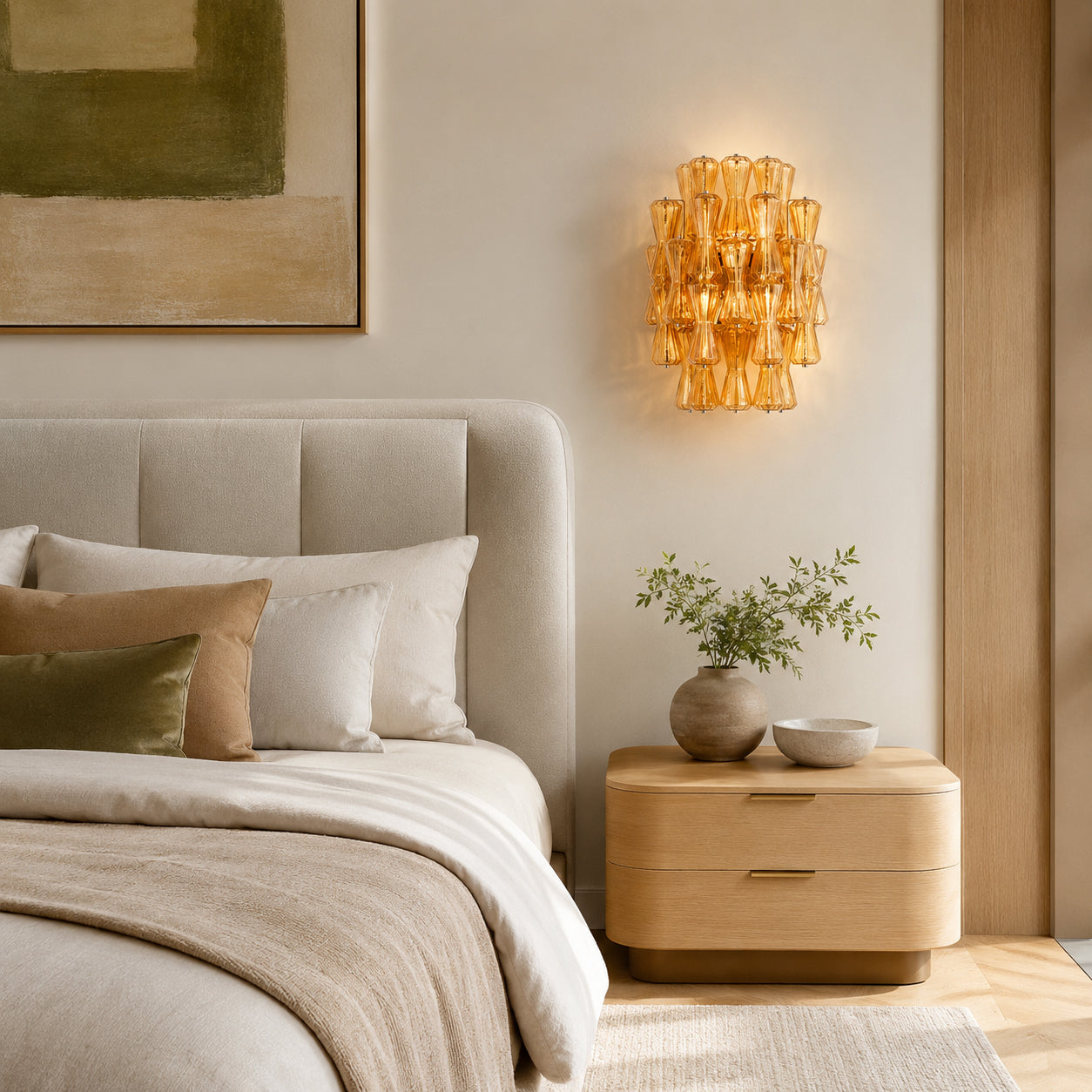 Calvrane Ribbed Glass Tiered Wall Sconce