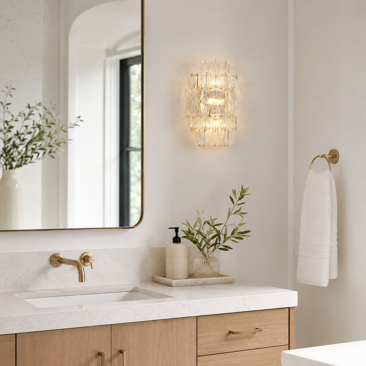 Calvrane Ribbed Glass Tiered Wall Sconce
