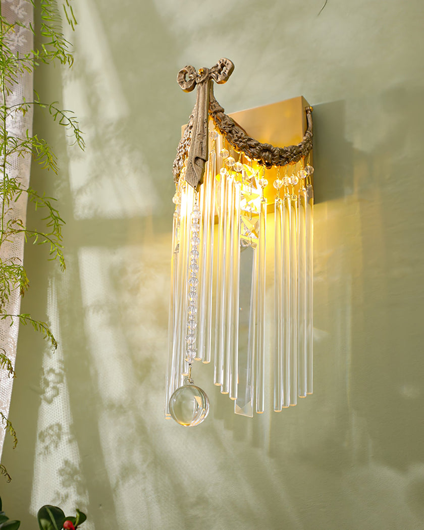 Calvrane Crystal Bowtie Brass Wall Sconce