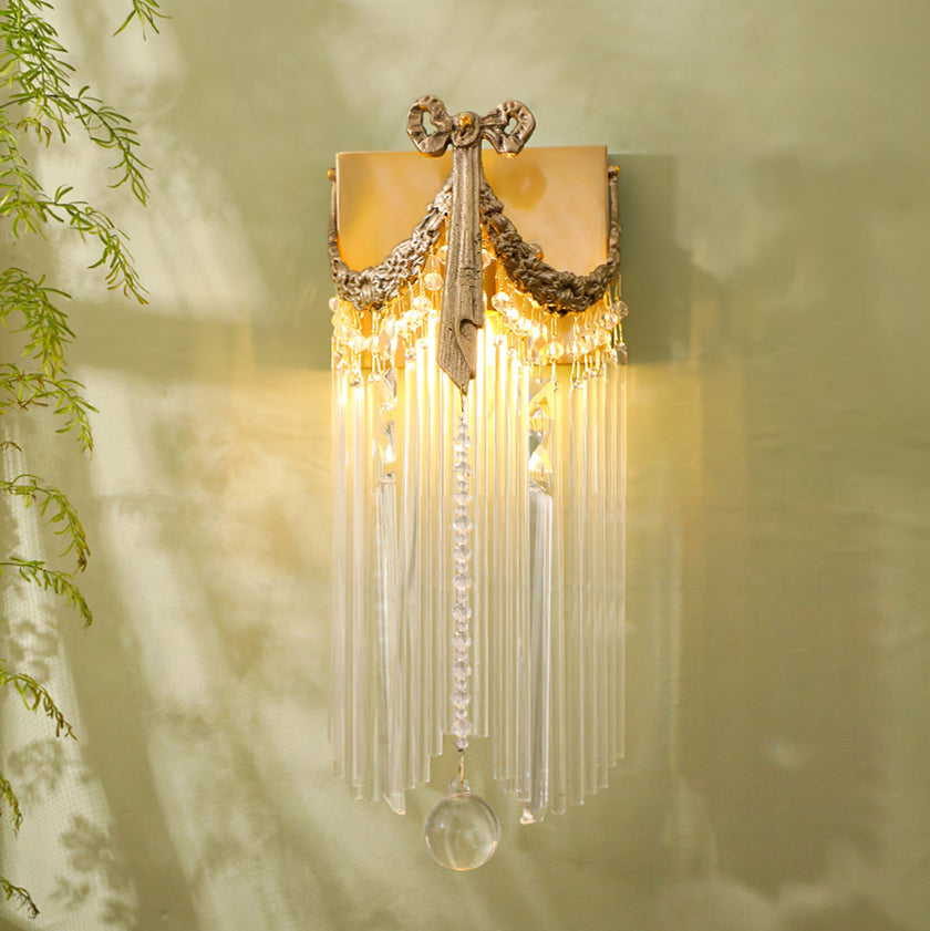 Calvrane Crystal Bowtie Brass Wall Sconce