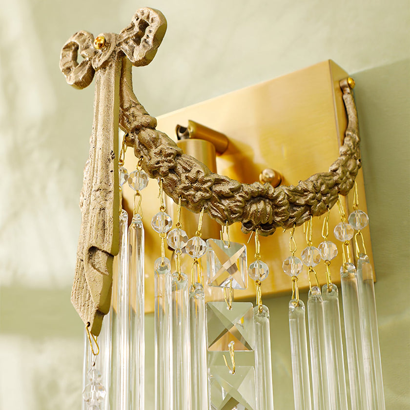 Calvrane Crystal Bowtie Brass Wall Sconce