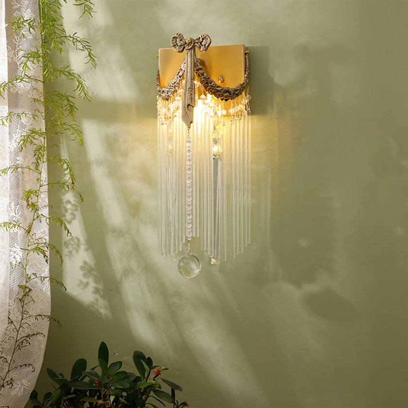 Calvrane Crystal Bowtie Brass Wall Sconce