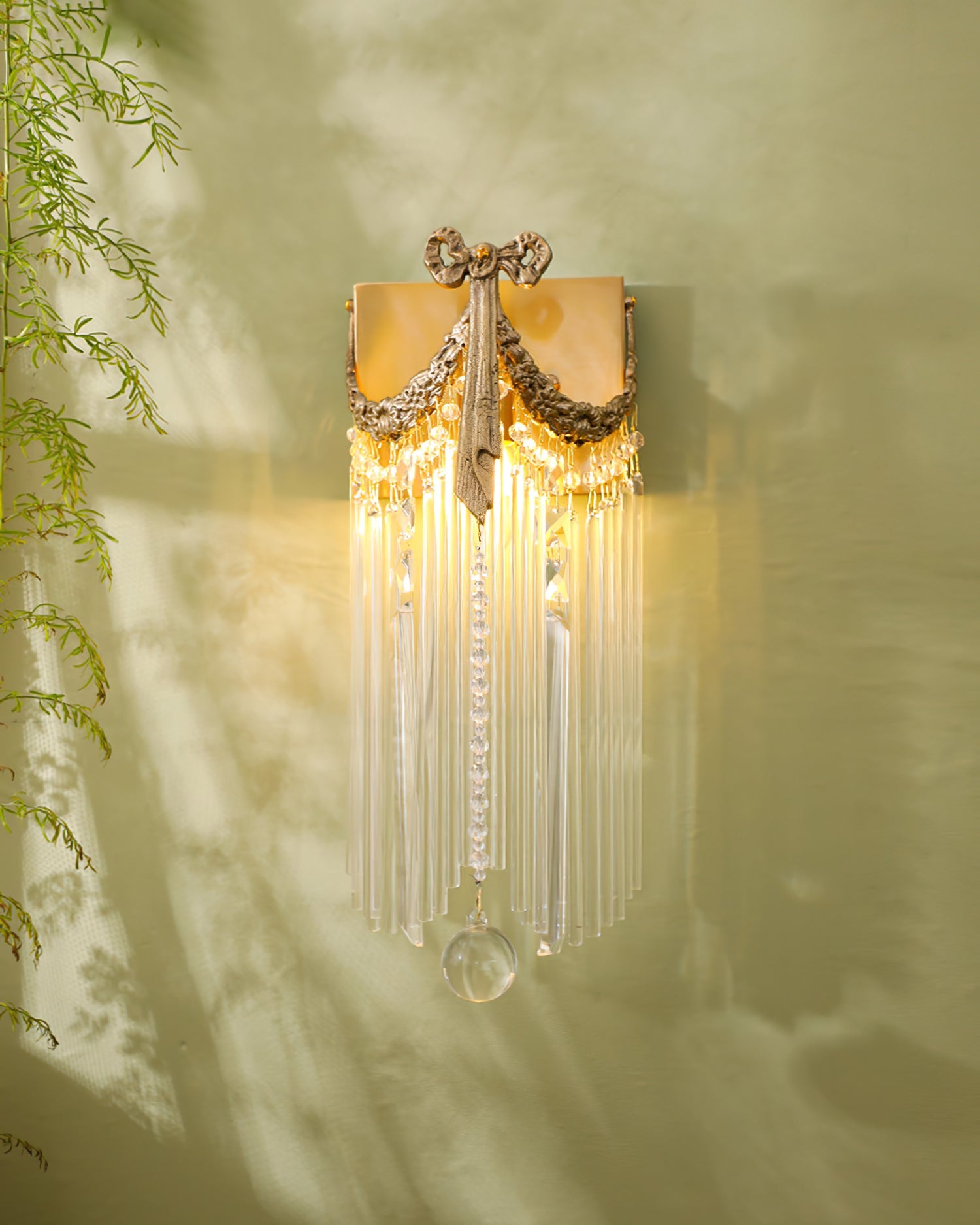 Calvrane Crystal Bowtie Brass Wall Sconce
