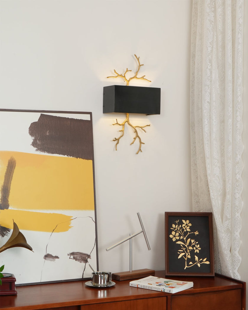 Modern Brass Branch Wall Sconce