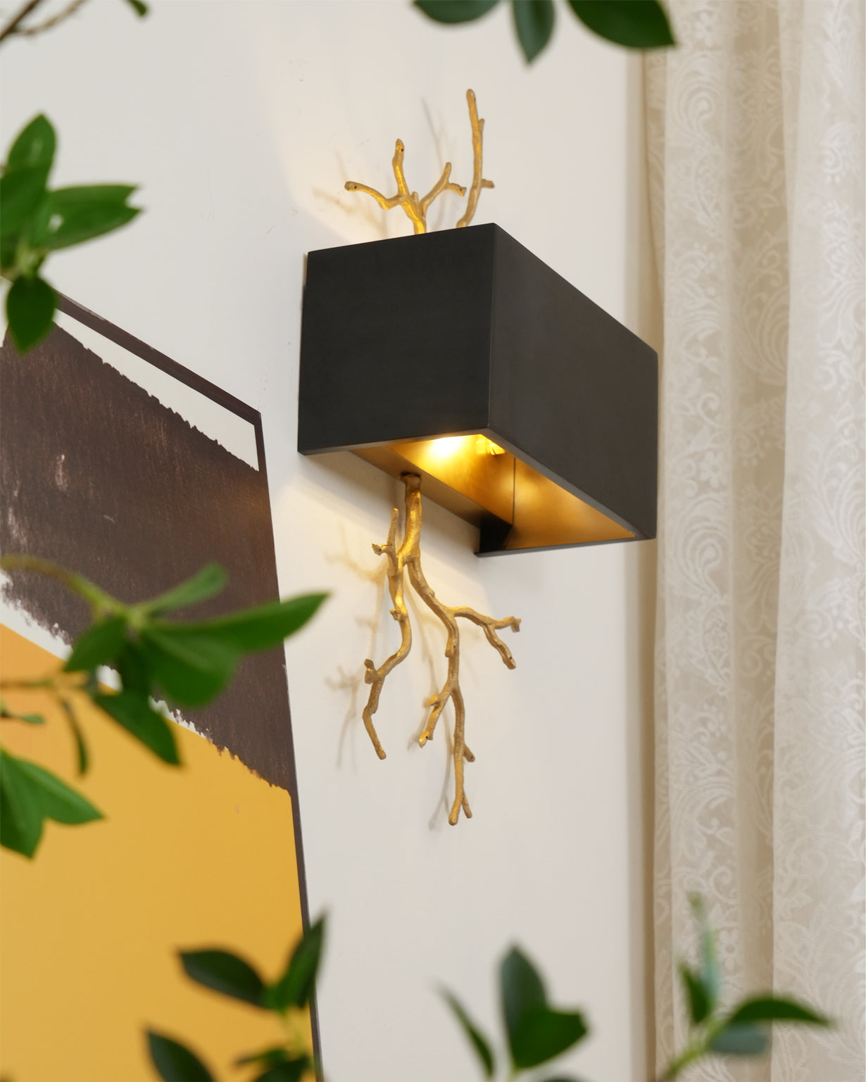 Modern Brass Branch Wall Sconce