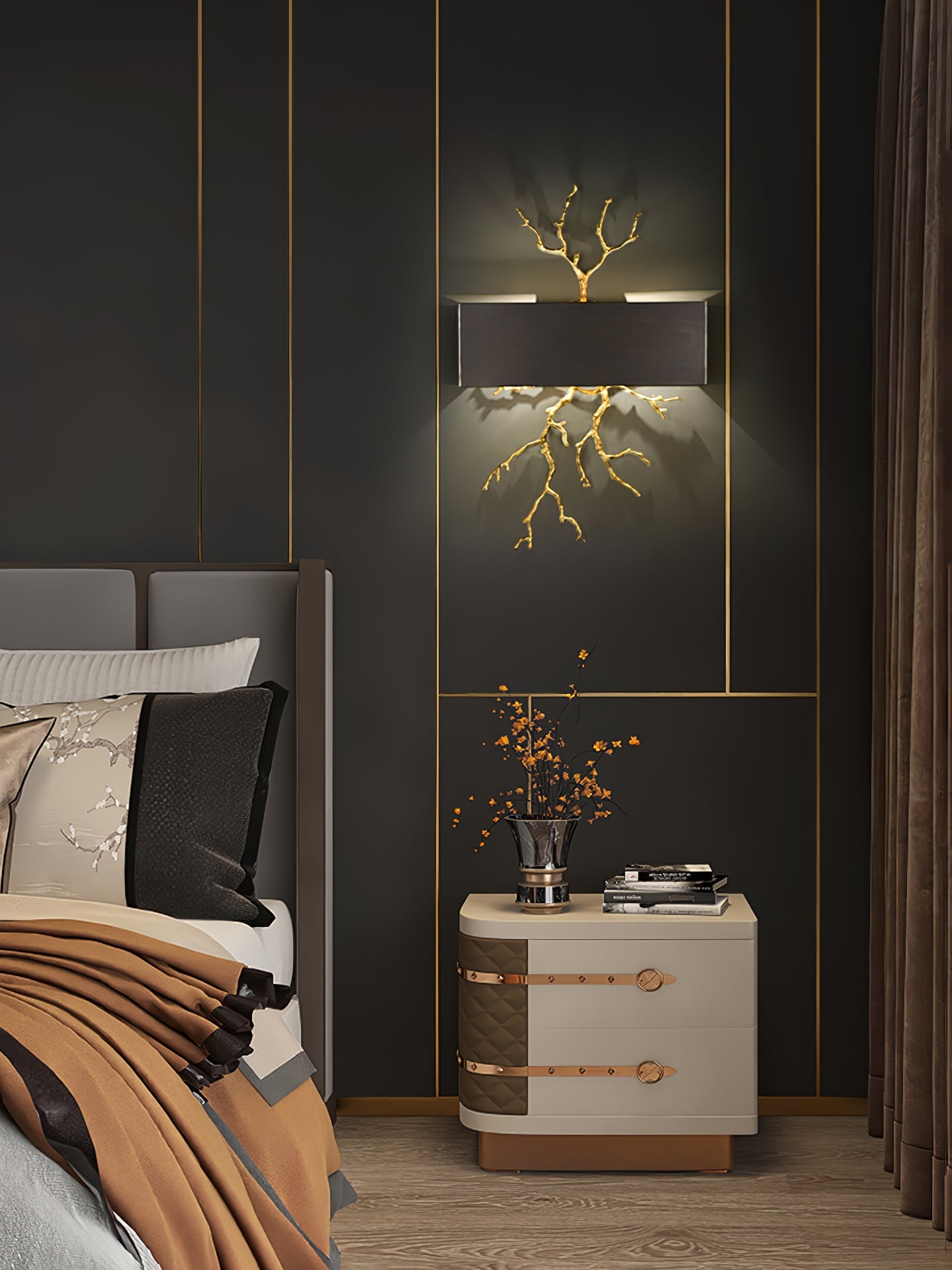 Modern Brass Branch Wall Sconce