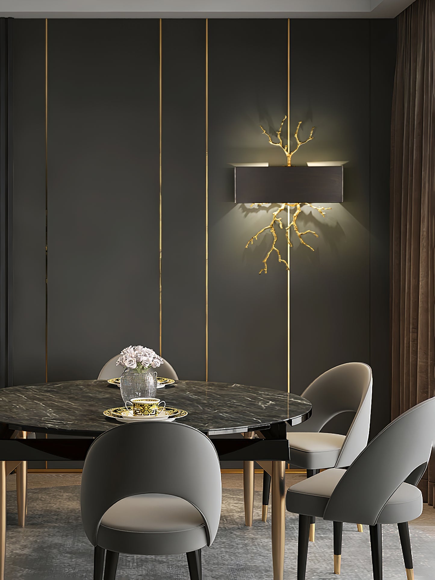Modern Brass Branch Wall Sconce