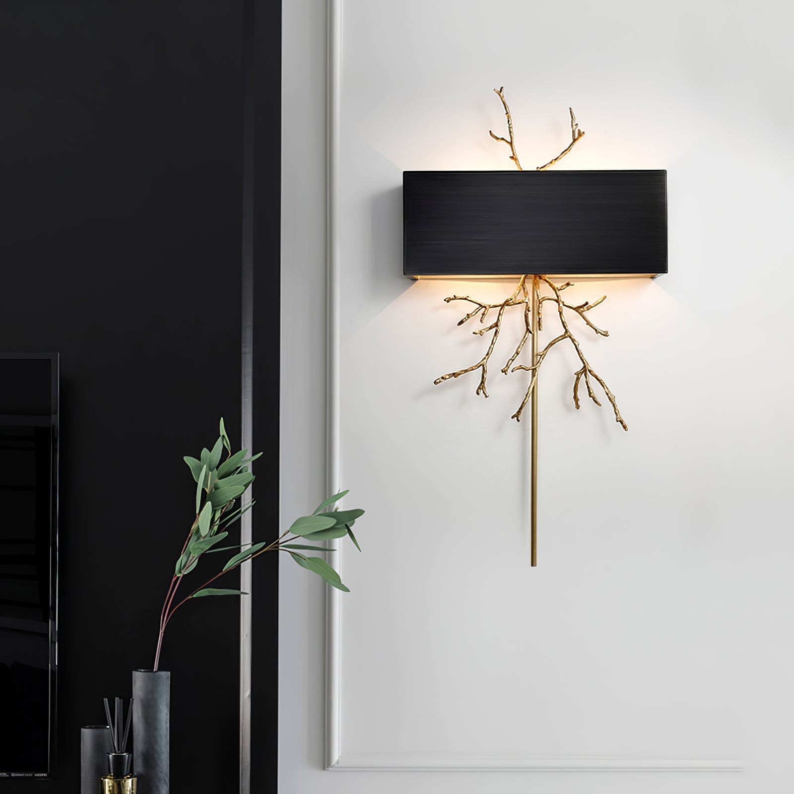 Modern Brass Branch Wall Sconce
