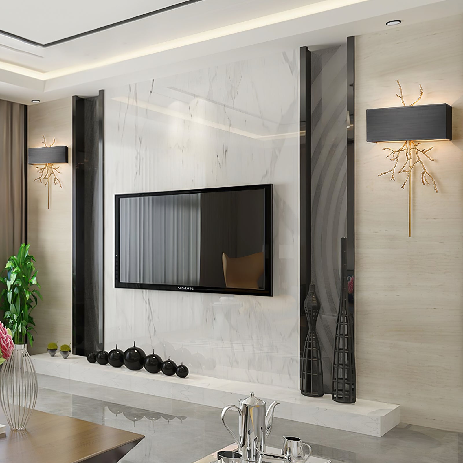 Modern Brass Branch Wall Sconce