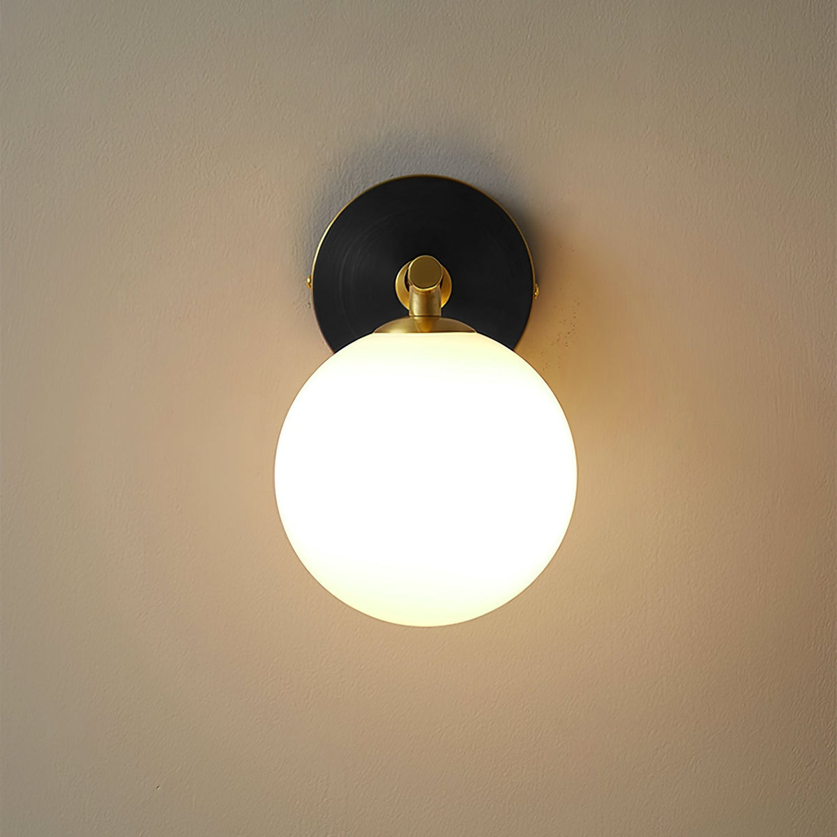 Brass Milk Glass Globe Wall Sconce