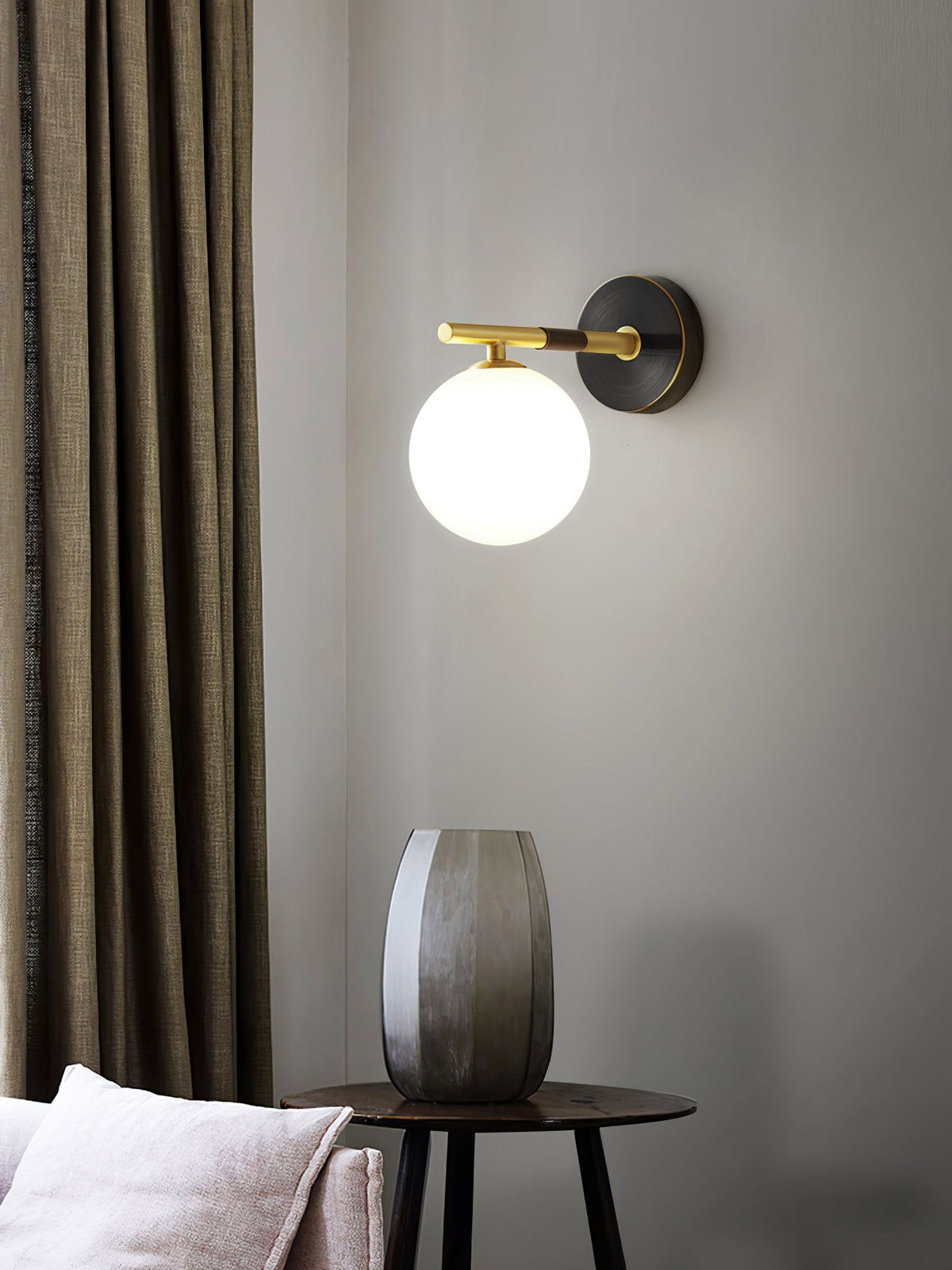 Brass Milk Glass Globe Wall Sconce