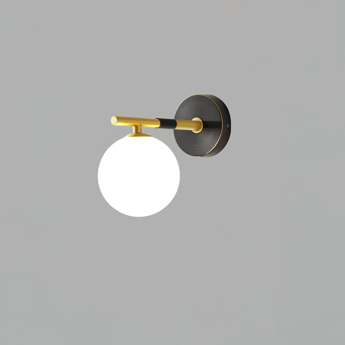Brass Milk Glass Globe Wall Sconce