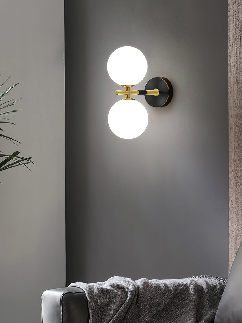 Brass Milk Glass Globe Wall Sconce
