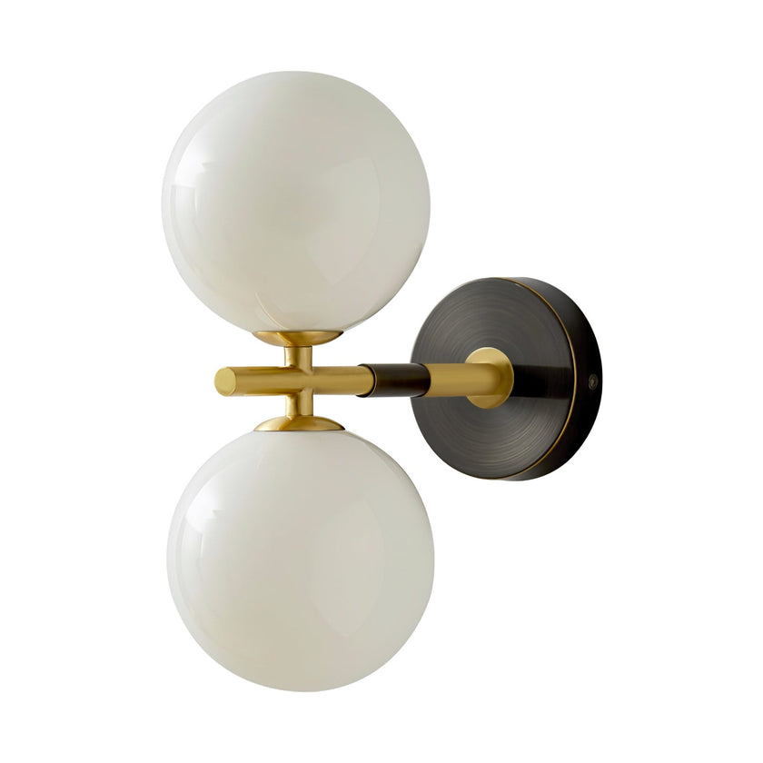 Brass Milk Glass Globe Wall Sconce