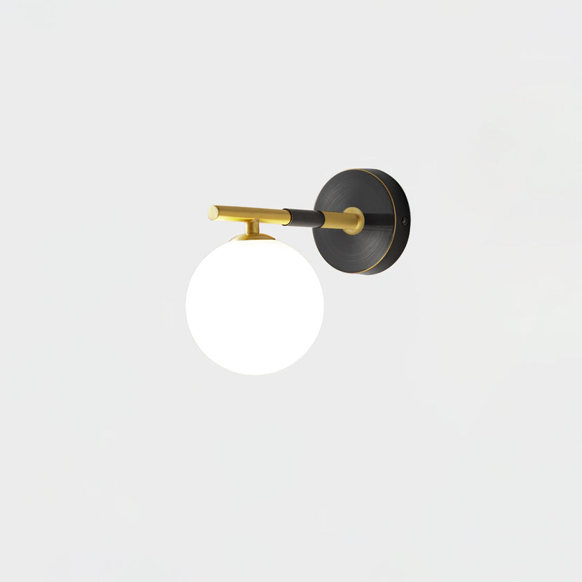 Brass Milk Glass Globe Wall Sconce