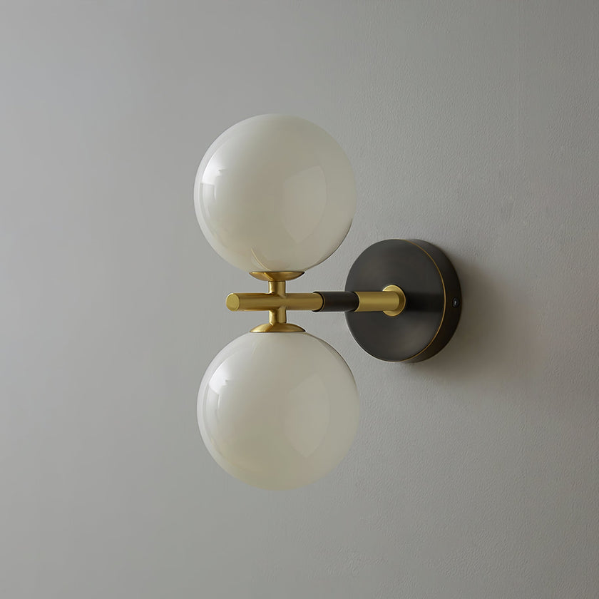 Brass Milk Glass Globe Wall Sconce