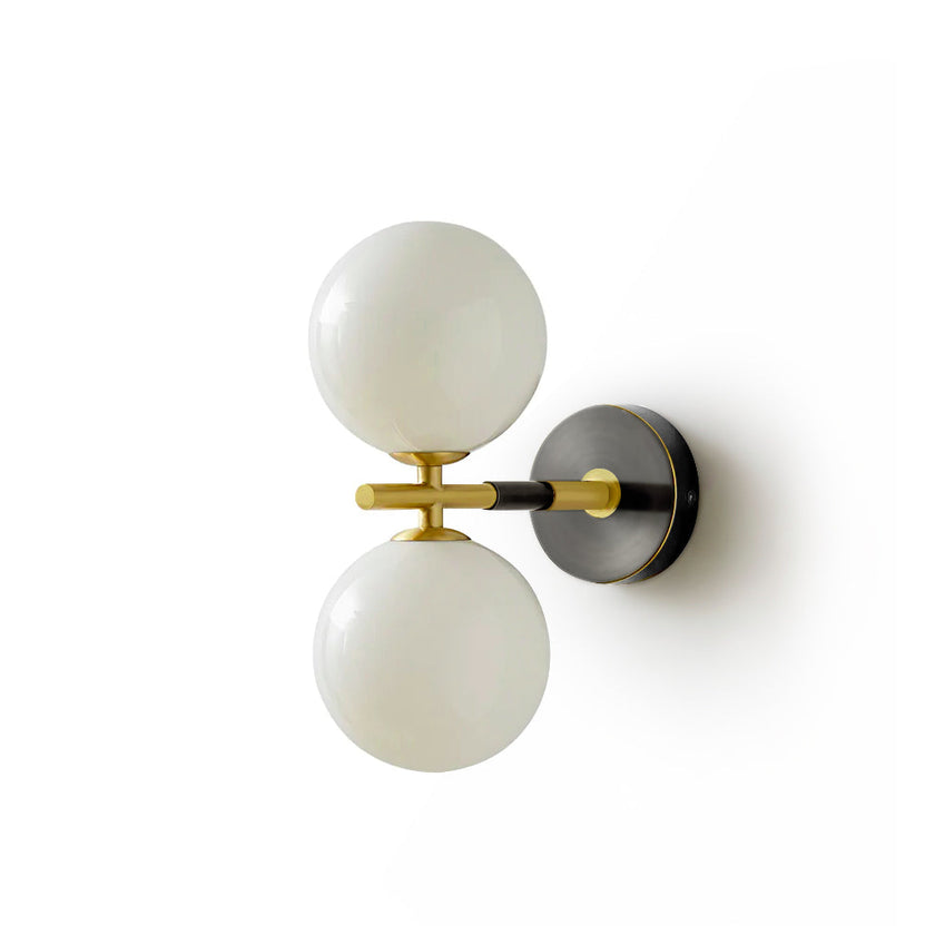 Brass Milk Glass Globe Wall Sconce