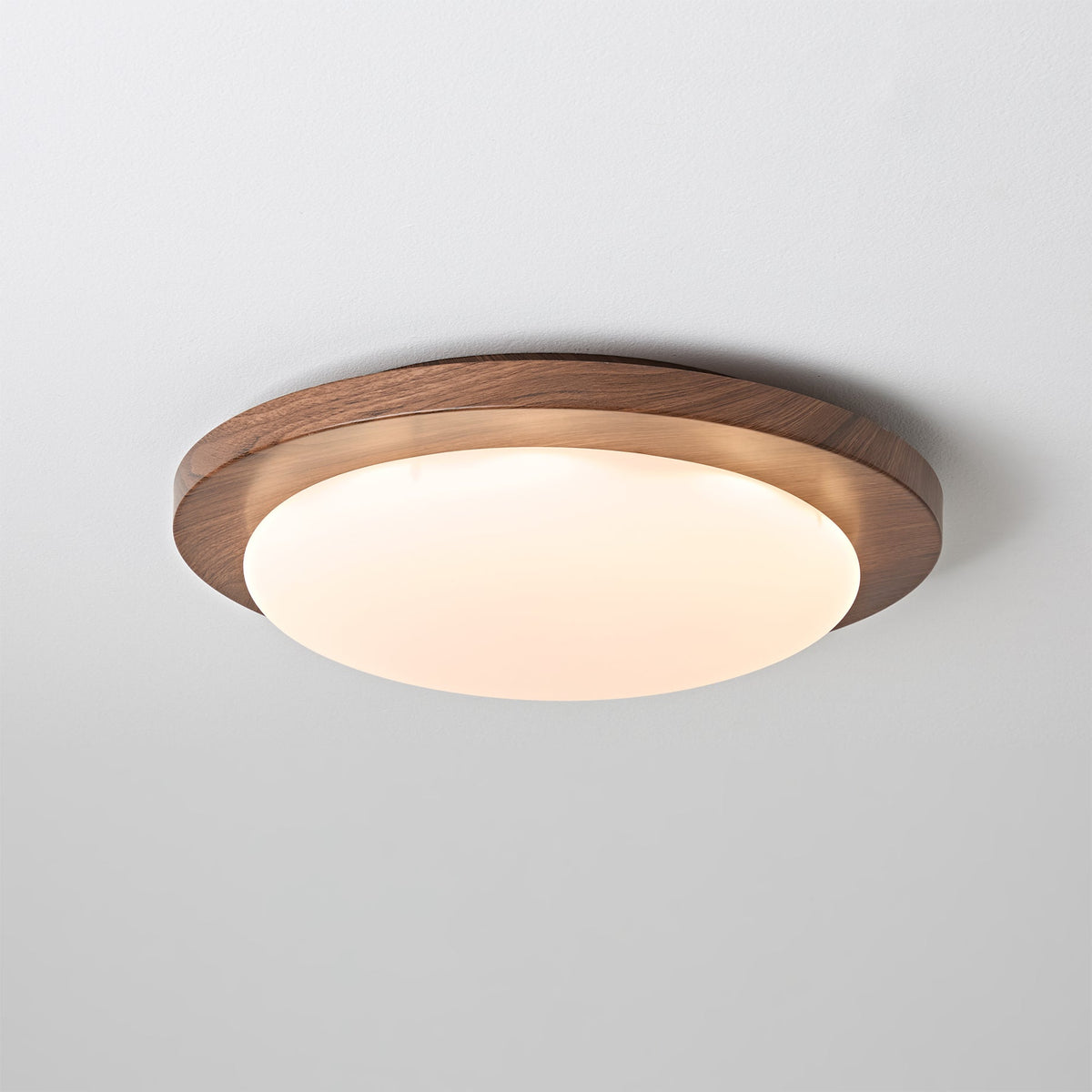 Walnut-Tone Metal Dome Flush Mount Light