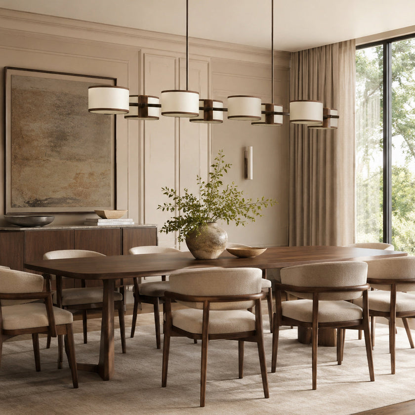 Calvrane Brass Linear Drum Chandelier