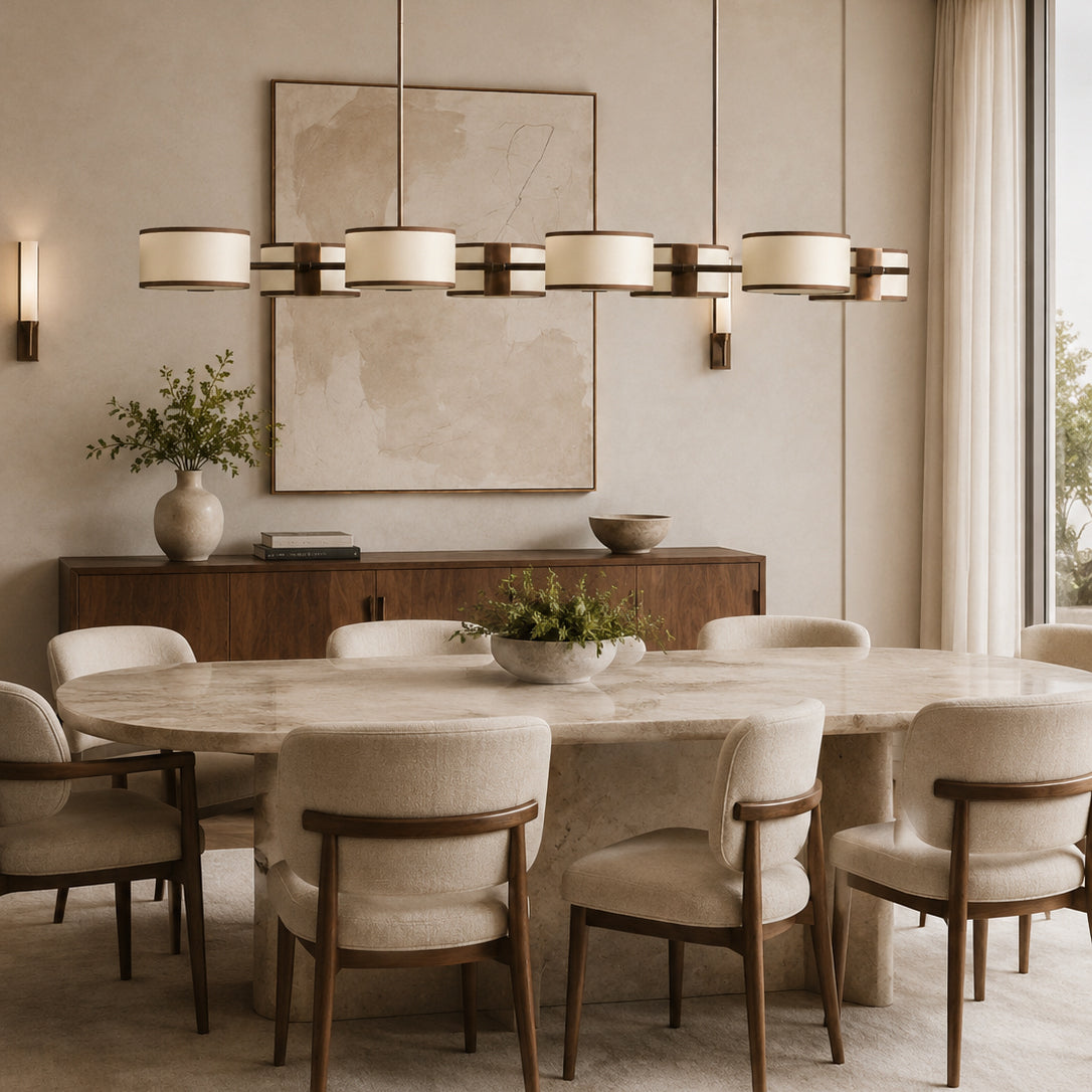 Calvrane Brass Linear Drum Chandelier