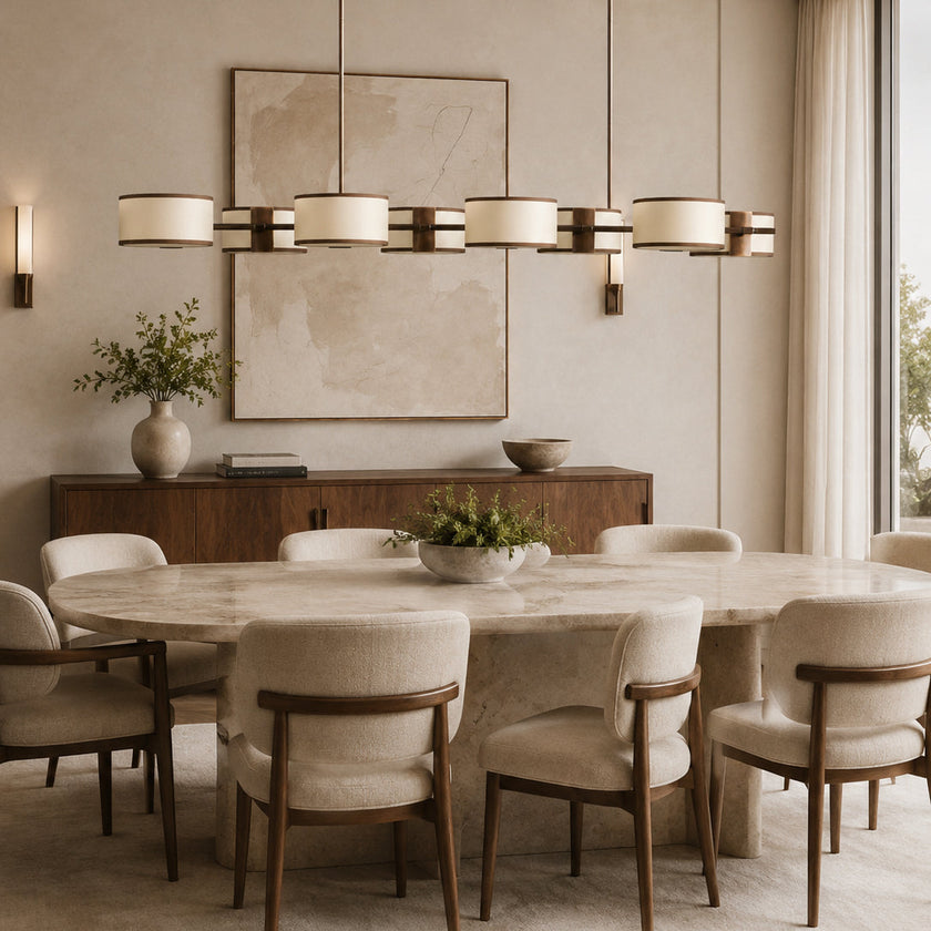 Calvrane Brass Linear Drum Chandelier