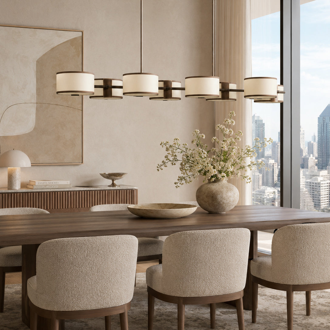 Calvrane Brass Linear Drum Chandelier