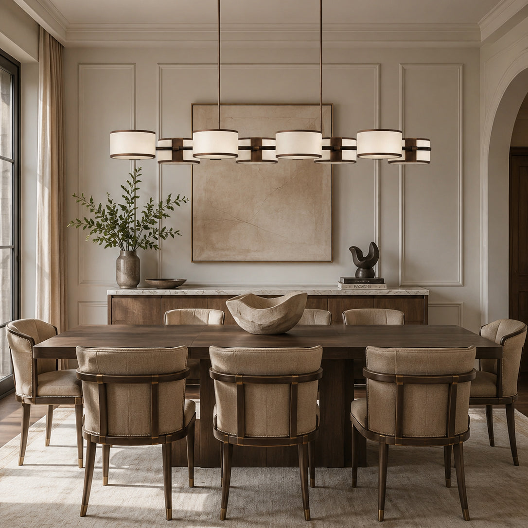 Calvrane Brass Linear Drum Chandelier