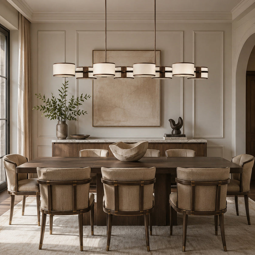 Calvrane Brass Linear Drum Chandelier