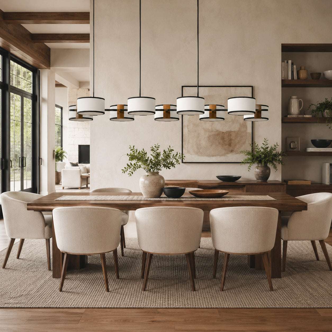 Calvrane Brass Linear Drum Chandelier
