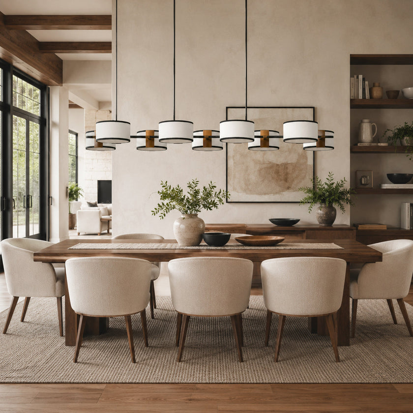 Calvrane Brass Linear Drum Chandelier